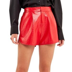 Grey Lab Red Faux Leather High Waist Shorts Womens Small Statement Piece
